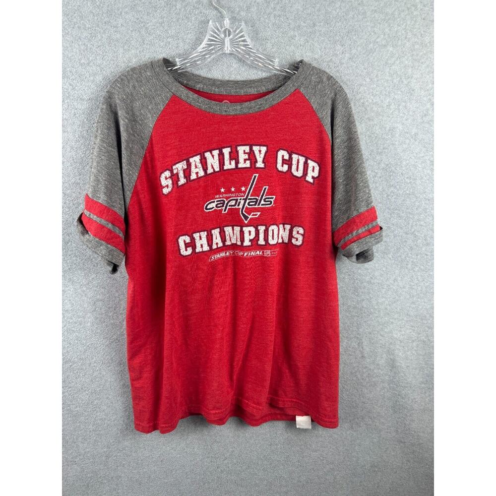 Fanatics Washington Capitals Stanley Cup Champions Shirt Size L Red Short Sleeve